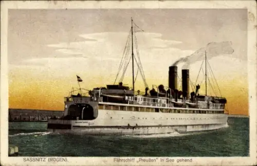Ak Sassnitz auf Rügen, Fährschiff Preußen