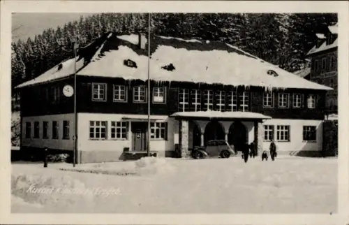 Ak Kipsdorf Altenberg im Erzgebirge, Bahnhof im Winter