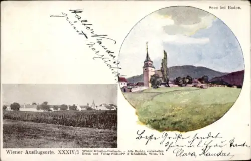 Ak Sooß bei Baden Niederösterreich, Gesamtansicht