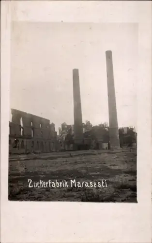 Foto Ak Mărășești Rumänien, Zuckerfabrik, Ruine