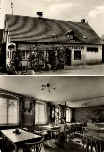 Ak Kressbronn am Bodensee, Metzgerei, Imbisstube,  Innenansicht, Tische, Stühle