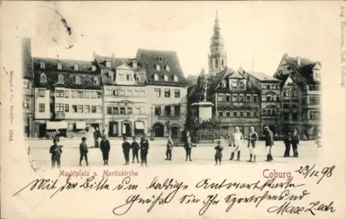 Ak Coburg in Oberfranken, Marktplatz, Moritzkirche, Menschen,  , Coburg