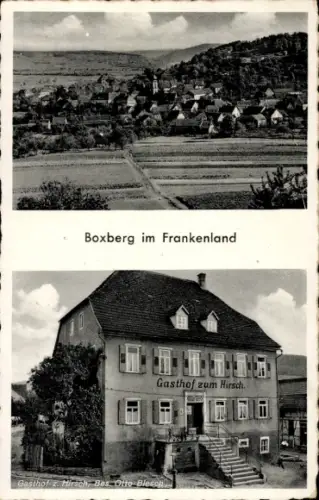 Ak Boxberg im Frankenland Baden, Gesamtansicht, Gasthof zum Hirsch, Bes. Otto Blesch