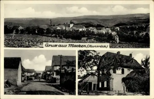 Ak Macken im Hunsrück, Panorama, Straßenansicht, Forsthaus