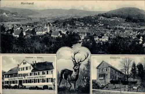 Ak Murrhardt in Württemberg, Gesamtansicht!, Gasthof zum Hirsch, Hirschkeller, Hirsch