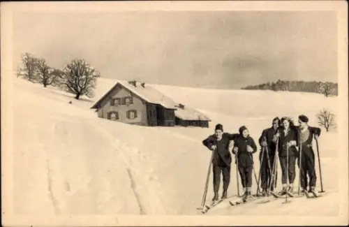 Ak Wattwiller Wattweiler Elsass Haut Rhin, Restaurant Molkenrain, Skiläufer