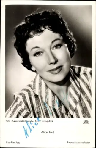 Ak Schauspielerin Alice Treff, Portrait, Autogramm