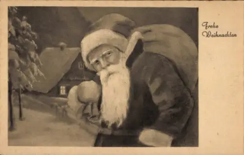 Ak Glückwunsch Weihnachten, Weihnachtsmann, Wohnhaus