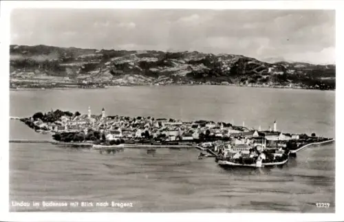 Ak Lindau am Bodensee Schwaben, Lindau im Bodensee, Blick nach Bregenz, Echte Fotografie