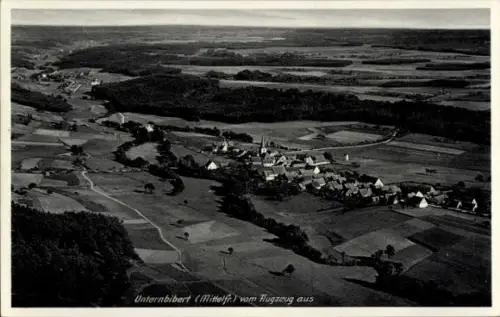 Ak Unternbibert Rügland in Mittelfranken, Luftaufnahme von  Felder, Dörfer, Fluss