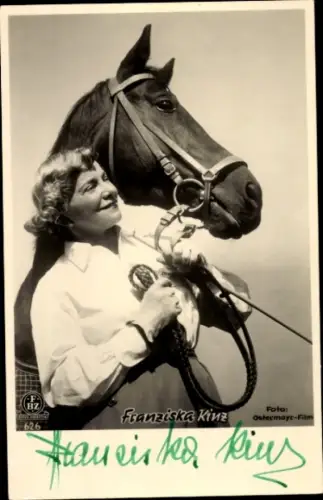 Ak Schauspielerin Franziska Kinz, Portrait, Autogramm, Pferd