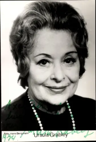 Ak Schauspielerin Ursula Grabley, Portrait, Autogramm