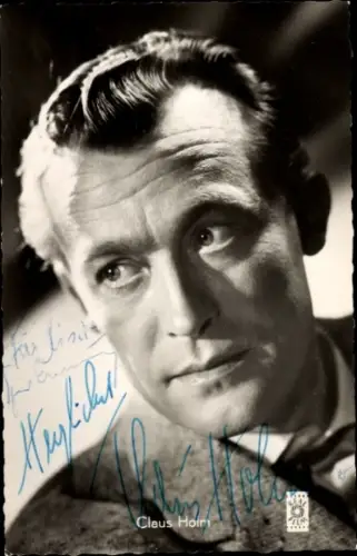 Autogrammkarte Schauspieler Claus Holm, Portrait, Autogramm, Zwei blaue Augen