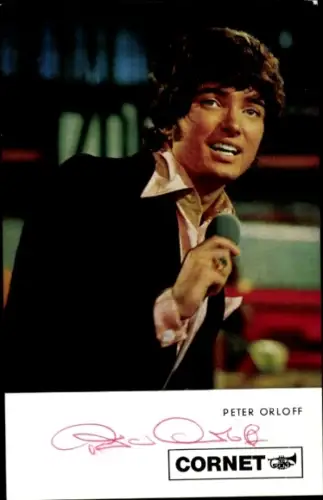 Ak Sänger Peter Orloff, Portrait mit Mikrofon, Cornet, Autogramm