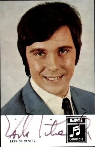 Autogrammkarte Sänger Erik Silvester, Portrait, Autogramm