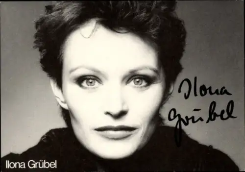 Autogrammkarte Schauspieler Ilona Grübel, Portrait, Autogramm