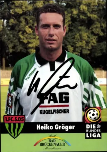 Autogrammkarte Fußballer Heiko Gröger, 1. FC Schweinfurt 05, Autogramm