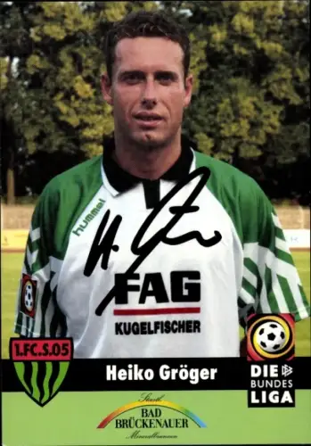 Autogrammkarte Fußballer Heiko Gröger, 1. FC Schweinfurt 05, Autogramm