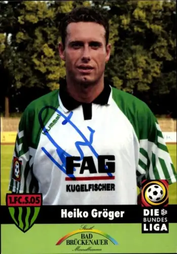 Autogrammkarte Fußballer Heiko Gröger, 1. FC Schweinfurt 05, Autogramm
