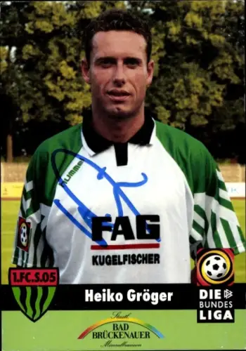 Autogrammkarte Fußballer Heiko Gröger, 1. FC Schweinfurt 05, Autogramm