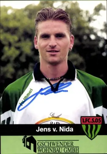 Autogrammkarte Fußballer Jens von Nida, 1. FC Schweinfurt 05, Autogramm