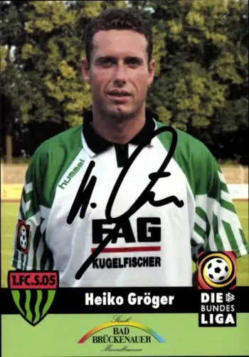 Autogrammkarte Fußballer Heiko Gröger, 1. FC Schweinfurt 05, Autogramm