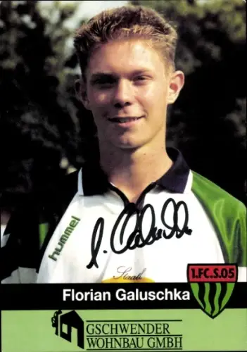 Autogrammkarte Fußballer Florian Galuschka, 1. FC Schweinfurt 05, Autogramm