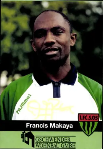 Autogrammkarte Fußballer Francis Makaya, 1. FC Schweinfurt 05, Autogramm