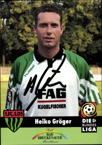 Autogrammkarte Fußballer Heiko Gröger, 1. FC Schweinfurt 05, Autogramm