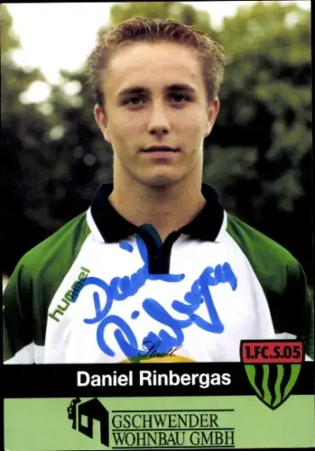 Autogrammkarte Fußballer Daniel Rinbergas, 1. FC Schweinfurt 05, Autogramm