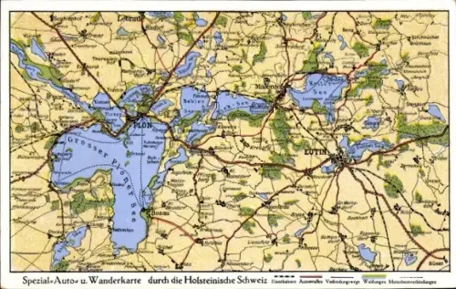 Landkarten Ak Eutin in Ostholstein, Auto- und Wanderkarte, Holsteinische Schweiz