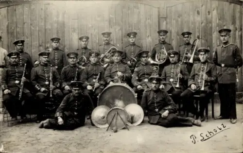 Foto Ak Deutsche Soldaten in Uniformen, Orchester, Musikinstrumente