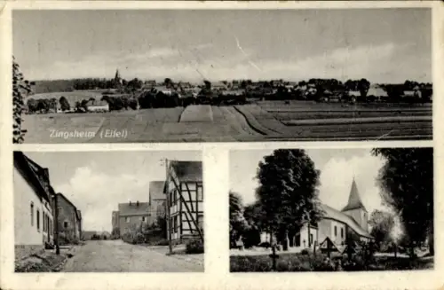 Ak Zingsheim Nettersheim in der Eifel, Gesamtansicht, Straßenpartie, Kirche