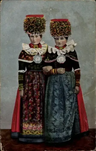 Ak Volkstrachten aus Hessen und Schaumburg Lippe, Brautjungfern in Trachten