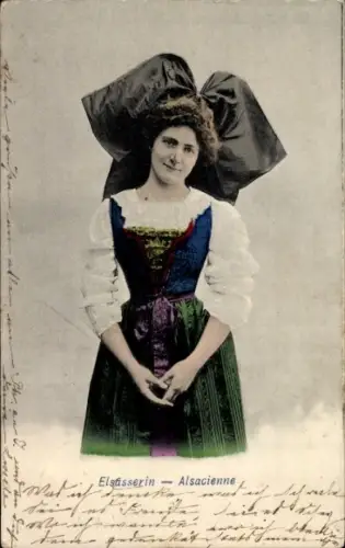 Ak Elsässerin in Volkstracht