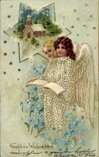 Ak Glückwunsch Weihnachten, Engel, Kirche