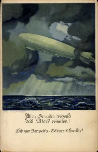 Künstler Ak Amtsberg, Otto, Allen Gewalten trotzend das Werk erhalten, Zeppelin Eckener Spende