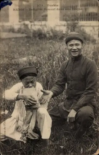 Ak Hanoi Tonkin Vietnam, Einheimische in Trachten