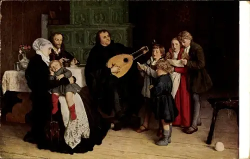 Künstler Ak Spangenberg, G. A., Luther im Kreise seiner Familie