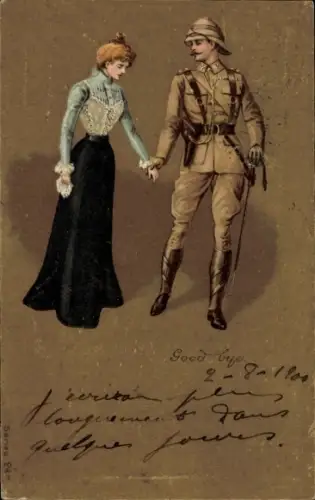 Ak Britische Armee, Soldat mit Frau, Abschied