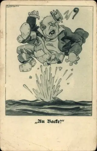 Künstler Ak Johnson, A., Au Backe, John Bull, Kladderadatsch Nr 1