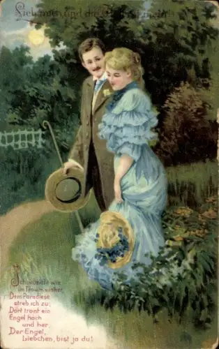 Präge Ak Liebespaar, Liebesgedicht