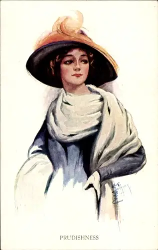 Künstler Ak Barber, Court, Frauenportrait, Hut