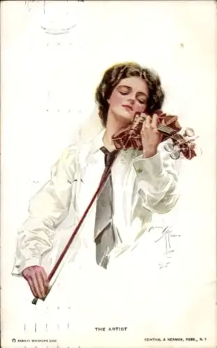 Künstler Ak Fisher, Harrison, Frau mit Violine, Geige, The Artist