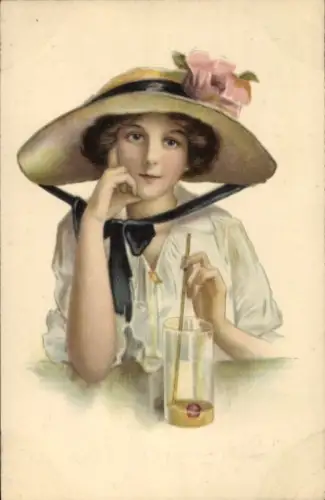 Ak Junge Frau mit Hut, Portrait