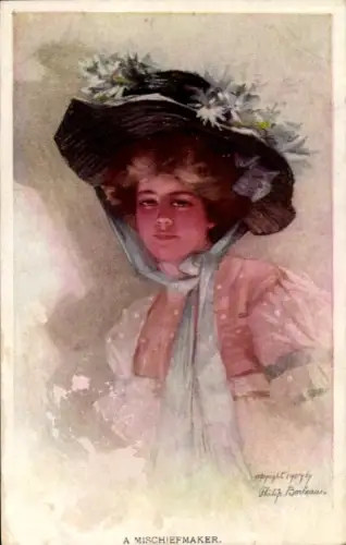 Künstler Ak Boileau, Philip, A Mischiefmaker, Portrait einer jungen Frau mit Hut