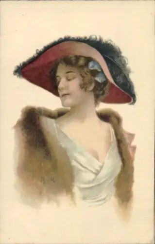 Künstler Ak Junge Frau mit Hut, Portrait