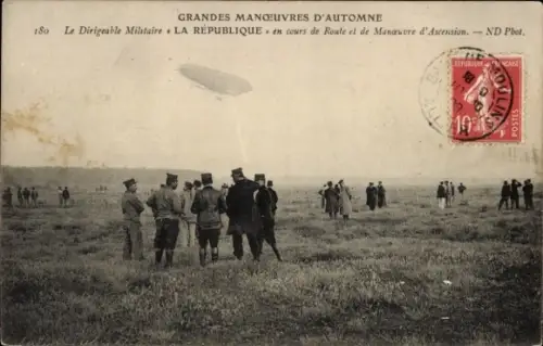 Ak Moisson Yvelines, 24. Juni 1908, Airship Republic, Französisches Luftschiff