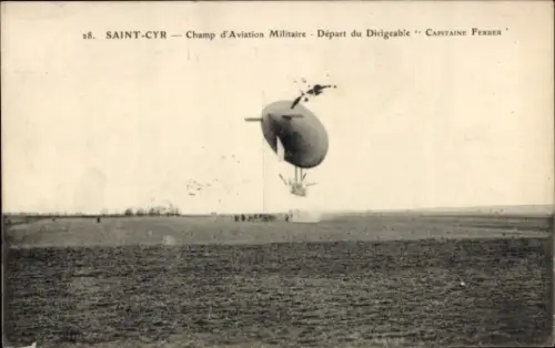 Ak Saint Cyr Yvelines, Militärflugfeld, Militär-Luftschiff Capitaine Ferber