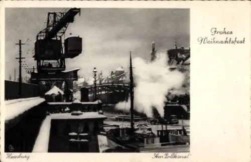 Ak Hamburg Mitte Altstadt, Zollkanal, Frohes Weihnachtsfest
